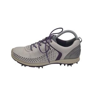 Ecco Biom Golf Shoes Womens Size 39 White Purple Leather Spiked Comfort Athletic